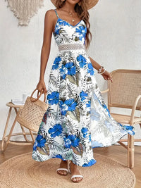 Tessa | Blumen Maxikleid in Boho Eleganz - royal blue