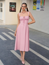 Lena | Damen Elegantes Sommerkleid – Frisches Elegantes Sommerkleid - Pink
