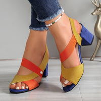 Linda | Damen Komfort Blockabsatz Pumps – Stützende Block Heel Schuhe - Mandarine