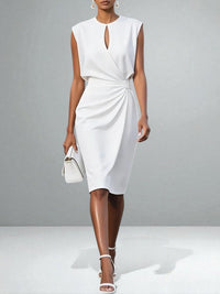 Claudia | Damen Elegantes Midikleid – Raffiniertes Klassisches Midi Kleid - White