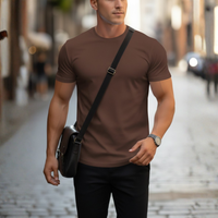 Fabian | Herren Rundhals T-Shirt Slim Fit Kurzarm - Braun