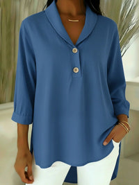 Sofie | Modische Bluse Damen V-Ausschnitt hochwertig - Blau