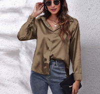 Klassische Damenbluse | Lange Ärmel - Tiefes Khaki