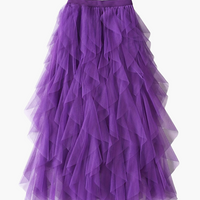 Damenrock Elegante Mehrlagige Volant Romantisches Festkleid - Violett