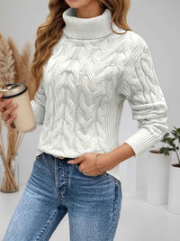 Damen Pullover mit Rollkragen und langen Ärmeln - Weiß