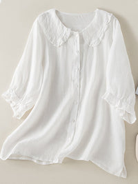 Fenja | Romantische Bubikragen Bluse - Weiß