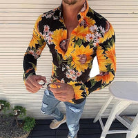 Floriano | Herren Langarm Hemd mit Blumenmuster - Beige