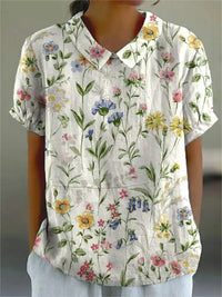 Hannah | Damen Blumenmuster Durchgeknöpftes Hemd – Blumenhemd Damen Sommer 2026 - Weiß mit Blumen