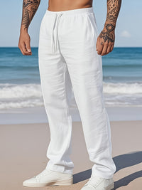 Herren Straight Fit Sommerhose mit Kordelzug - Weiß