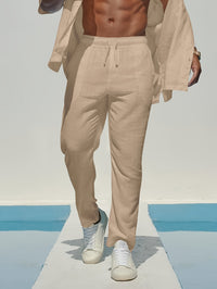 Herren Straight Fit Sommerhose mit Kordelzug - Khaki