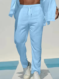 Herren Straight Fit Sommerhose mit Kordelzug - Blau