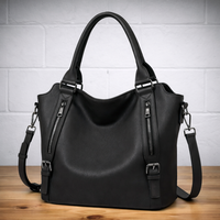 Franka | Damen Schultertasche mit Verstellbarem Riemen - Schwarz