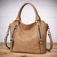Franka | Damen Schultertasche mit Verstellbarem Riemen - Hellbraun