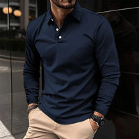 Frederik | Herren Langarm-Poloshirt - Marineblau