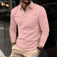 Frederik | Herren Langarm-Poloshirt - Hellrosa