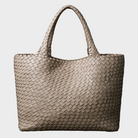 Zandra | Damen Hochwertige Geflochtene Leder Schultertasche - Khaki
