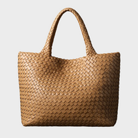Zandra | Damen Hochwertige Geflochtene Leder Schultertasche - Beige