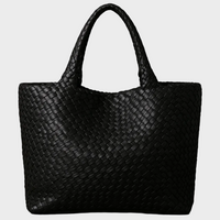 Zandra | Damen Hochwertige Geflochtene Leder Schultertasche - Schwarz