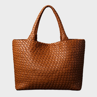 Zandra | Damen Hochwertige Geflochtene Leder Schultertasche - Braun