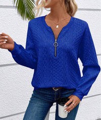 Freya | Weicher Rundhals Strickpullover - Blau
