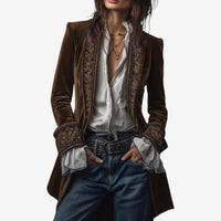 Frieda | Damen Anspruchsvoller Reißverschluss Blazer - Dunkelbraun