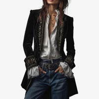 Frieda | Damen Anspruchsvoller Reißverschluss Blazer - Schwarz