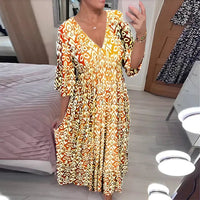 Frieda | Damen Sommerkleid V-Ausschnitt Luftig Leicht - Gelb