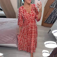 Frieda | Damen Sommerkleid V-Ausschnitt Luftig Leicht - Rot