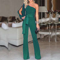 Friederike | Damen One Shoulder Gürtel Jumpsuit - Grün