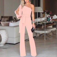 Friederike | Damen One Shoulder Gürtel Jumpsuit - Rosa