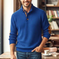 Sebastian | Herren Langarmpullover mit Knöpfen - Königsblau