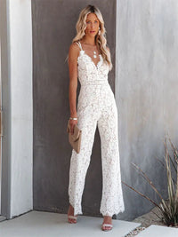 Gabriela | Damen Ärmellos Overall mit Weitem Bein - Weiß