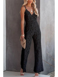Gabriela | Damen Ärmellos Overall mit Weitem Bein - Schwarz