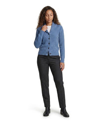 Gerippte Strickjacke für Damen mit Schalkragen - Hellblau
