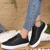 Gesteppte Damen-Sneaker mit niedrigem Schaft - Schwarz