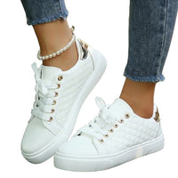 Gesteppte Damen-Sneaker mit niedrigem Schaft - Weiß
