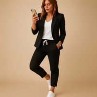Aletha - Eleganter Damenblazer mit Hose - Schwarz