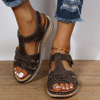 Gisela | Damen Komfort Riemchen Sandalen - Schwarz