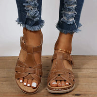 Gisela | Damen Komfort Riemchen Sandalen - Braun