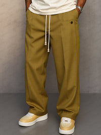 Glen | Herren Wide Leg Hose mit Bundfalte - Khaki