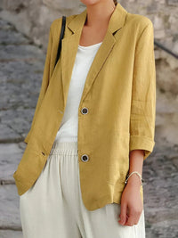 Greta | Damen Business Blazer mit Knöpfen - Gelb