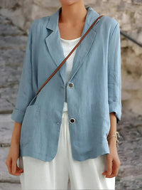 Greta | Damen Business Blazer mit Knöpfen - Blau