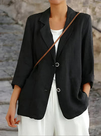 Greta | Damen Business Blazer mit Knöpfen - Schwarz