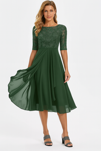 Greta | Fließendes A-Linien Midikleid - Grün