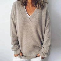 Greta | Kuscheliger V-Ausschnitt Pullover - Beige