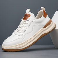 Grove | Herren gearbeitete Leder Sneaker Schnürschuhe - Weiß