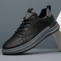 Grove | Herren gearbeitete Leder Sneaker Schnürschuhe - Schwarz
