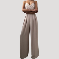 Gwendolyn | Damen Träger Jumpsuit mit weiten Beinen - Weiß