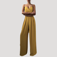 Gwendolyn | Damen Träger Jumpsuit mit weiten Beinen - Gelb