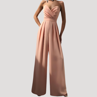 Gwendolyn | Damen Träger Jumpsuit mit weiten Beinen - Rosa
